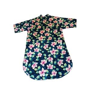 Vintage Valerie Stevens Womens Floral Housecoat Robe Duster w/ Pockets Size 1X